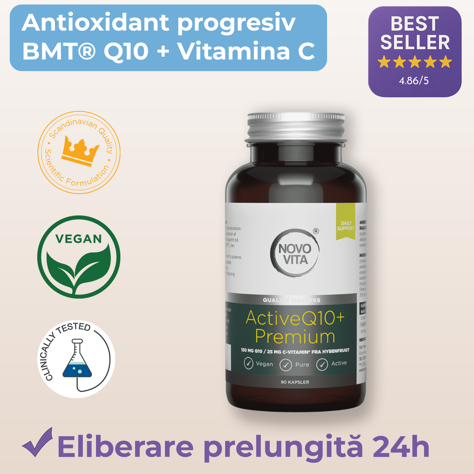 Active Q10+ Premium - Supliment coenzima Q10 cu absorbție crescută pentru energie și sănătate cardiovasculară